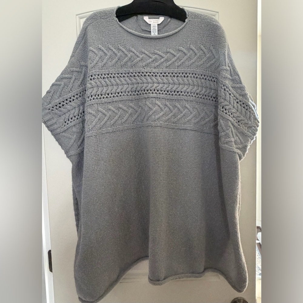 LC Lauren Conrad Gray Cable Knit Poncho